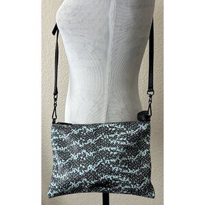 Bimba Y Lola Handbag Teal‎ Black Snakeskin Leather Shoulder Bag Purse Unique
